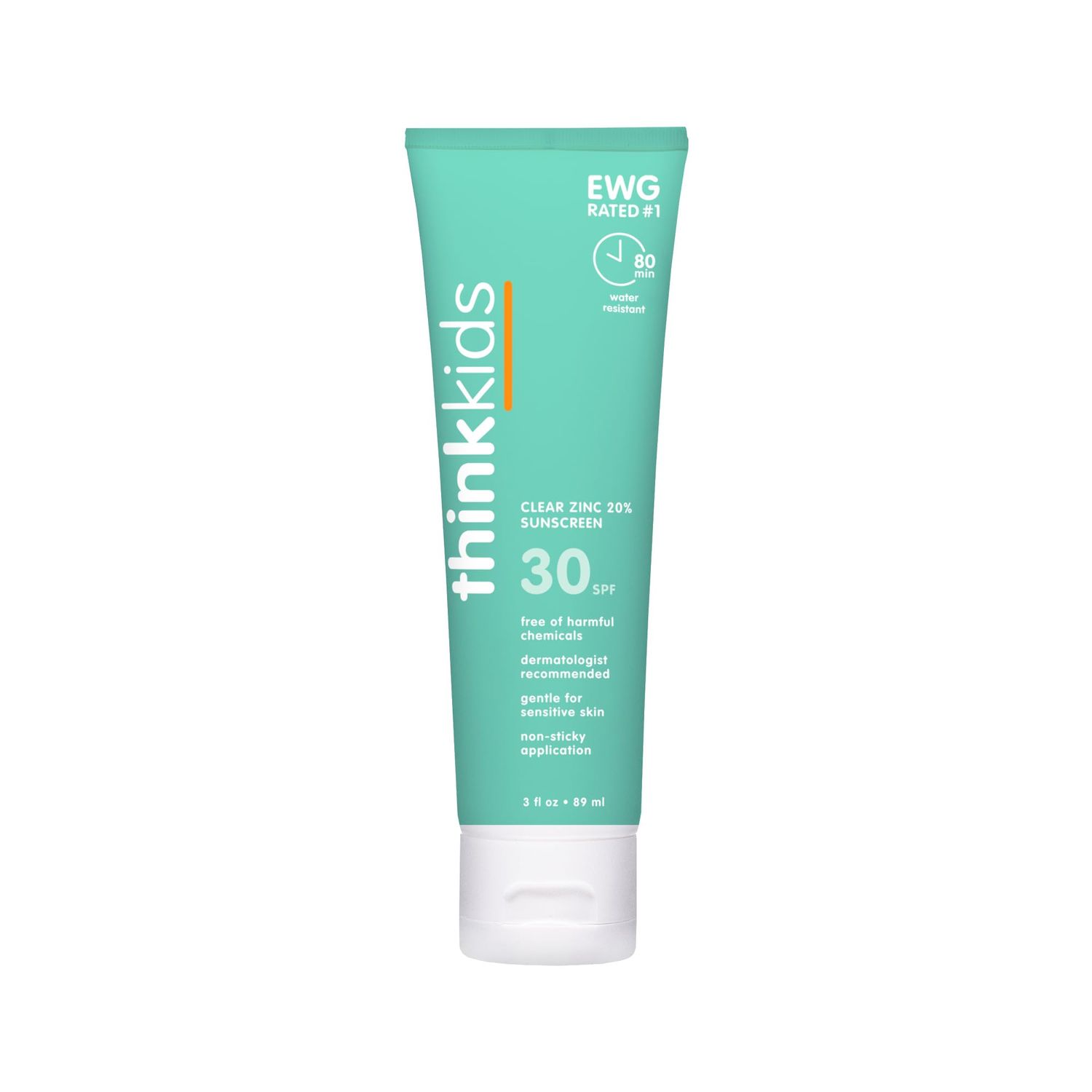 Thinkkids Mineral Sunscreen, SPF 30 Clear Zinc Oxide Sunscreen, 3 Fl Oz, Natural Reef Safe Sunscreen for Kids, Broad Spectrum UVA/UVB Sun Screen