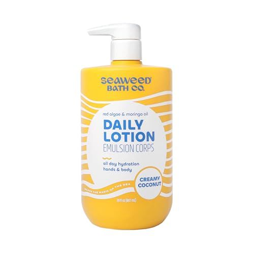 Seaweed Bath Co. Daily Lotion, Creamy Coconut Scent, 30 Ounce, All Day Hydrating Hand &amp; Body Moisturizer for Dry Skin, with Red Algae &amp; Moringa Oil