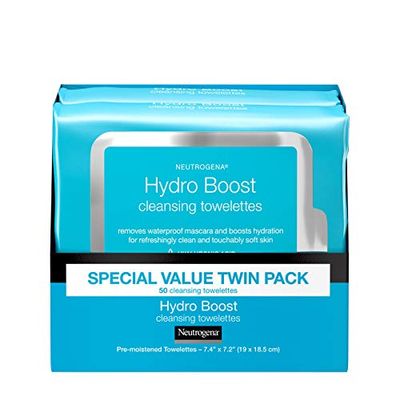Neutrogena Neutrogena Hydroboost Facial Cleansing &amp; Makeup Remover Wipes With Hyaluronic Acid, Twin Pack, 25 Ct, 25 count (Pack of 4)
