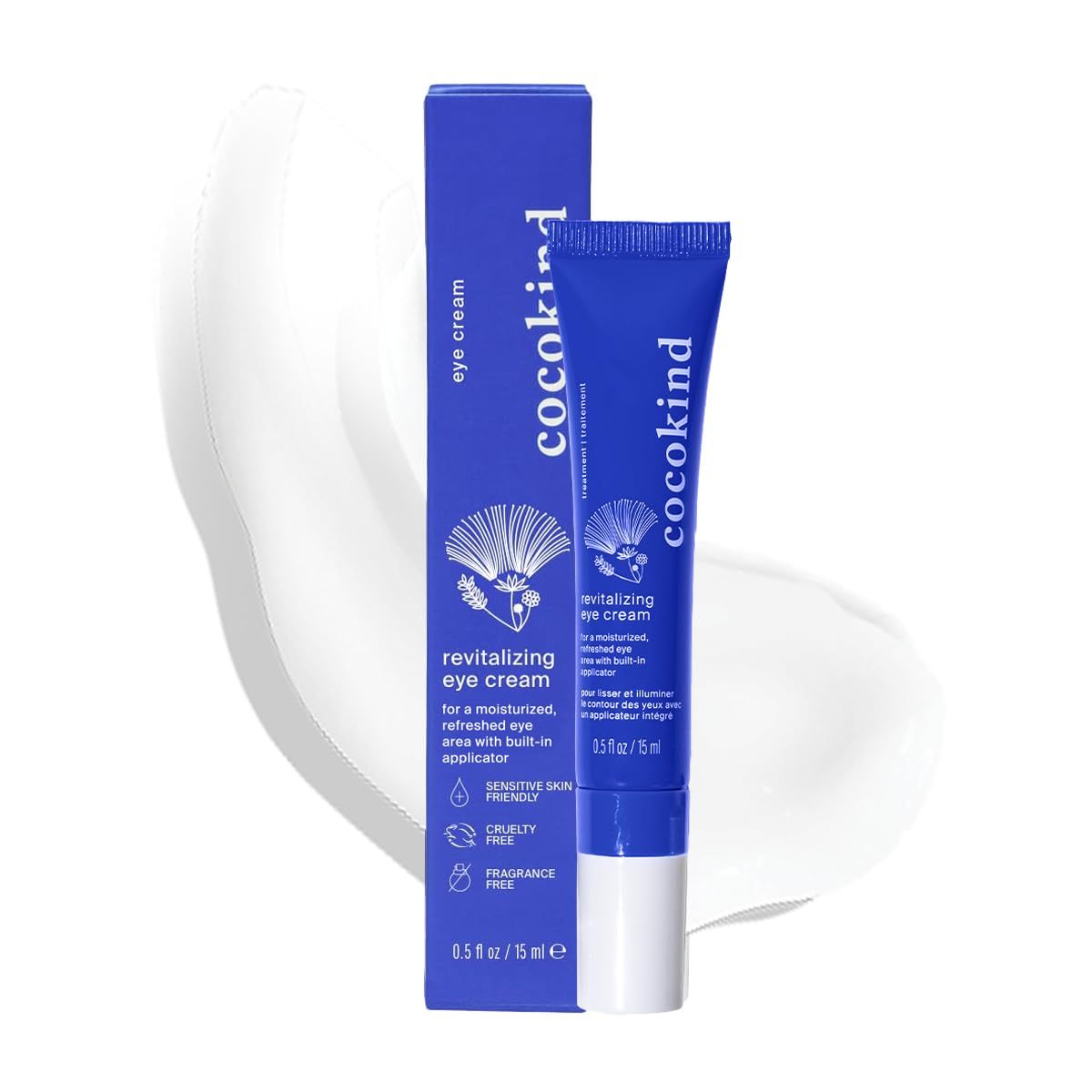 Revitalizing Eye Cream by Cocokind, Depuff &amp; Reduce Fine Lines and Wrinkles, Cream for Firmer and Brighter Looking Eye Area, Hydrating with a Cool Metal Applicator Tip, 0.5 Fl Oz