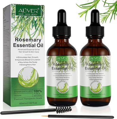 Rosemary Essential Oil(2pcs) for Hair Growth &amp; Skin Care, Face, Dry Scalp Treatment, Serum for Hair Loss Treatment, Scalp Massager, Aromatherapy