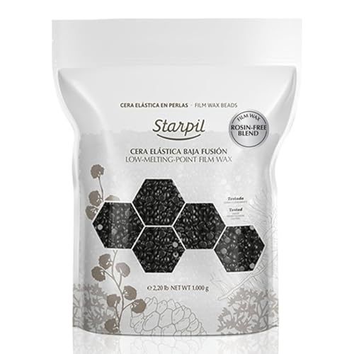 Starpil Wax 1000g / 2.2 lb Rosin Free Black Hard Wax Beads for Painless Hair Removal, Strip less Body Wax Beans, Polymer Blend Bikini Wax for Face, Coarse Hair Removal Wax Beans for Sensitive Skin