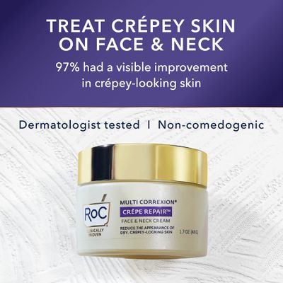 RoC Crepe Repair Anti Aging Daily Face Moisturizer &amp; Neck Firming Cream (1.7 oz) + RoC Retinol Wrinkle Smoothing Capsules (7 CT), Skin Care Set, Stocking Stuffer for Men &amp; Women