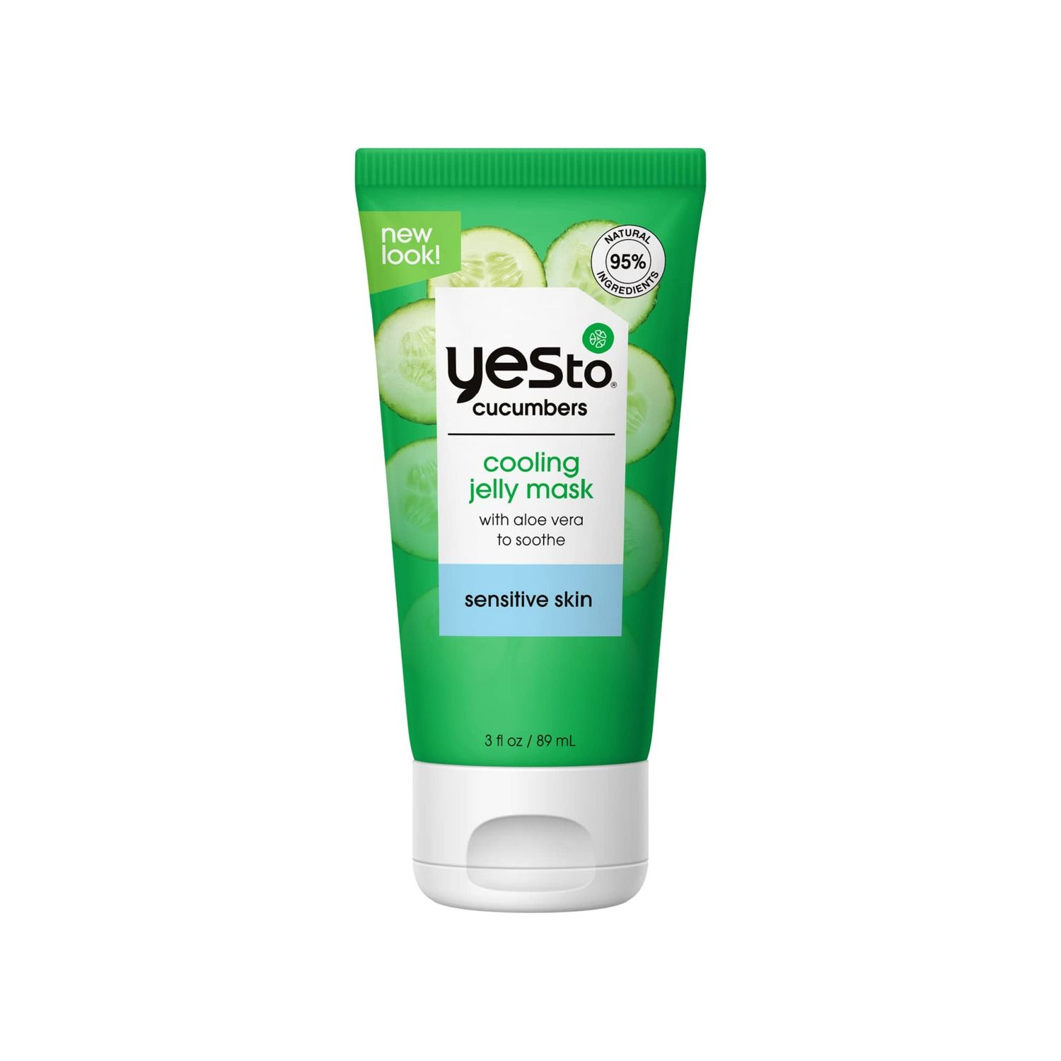 Yes To Cucumber Cooling Jelly Mask, Hydrating Bouncy Lightweight Gel Mask That Leaves Skin Feeling Cool, Soothed &amp; Refreshed, With Cucumber Extract &amp; Antioxidants Natural Vegan &amp; Cruelty Free, 3 Fl Oz