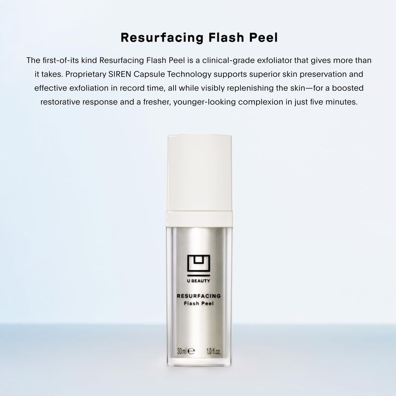 U Beauty Resurfacing Flash Peel Glycolic Acid Exfoliating Serum for Face with Stable Retinol, Hyaluronic Acid, Fruit Alpha Hydroxy Acids, Vitamins C+E - Visibly Improved Density, Lifting -1 fl oz