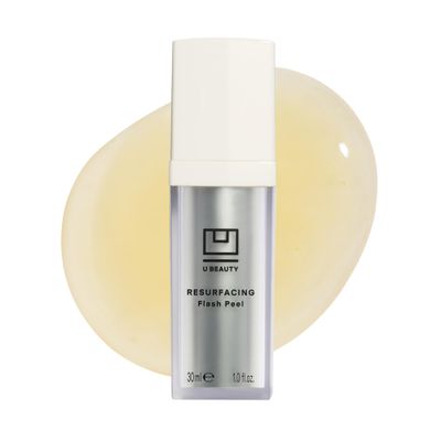 U Beauty Resurfacing Flash Peel Glycolic Acid Exfoliating Serum for Face with Stable Retinol, Hyaluronic Acid, Fruit Alpha Hydroxy Acids, Vitamins C+E - Visibly Improved Density, Lifting -1 fl oz