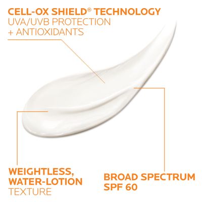 La Roche-Posay Anthelios Cooling Water Sunscreen Lotion | Water Based Sunscreen for Face & Body | Broad Spectrum SPF + Antioxidants | Fast Absorbing Water-Like Texture | Oil Free Sunscreen SPF 60
