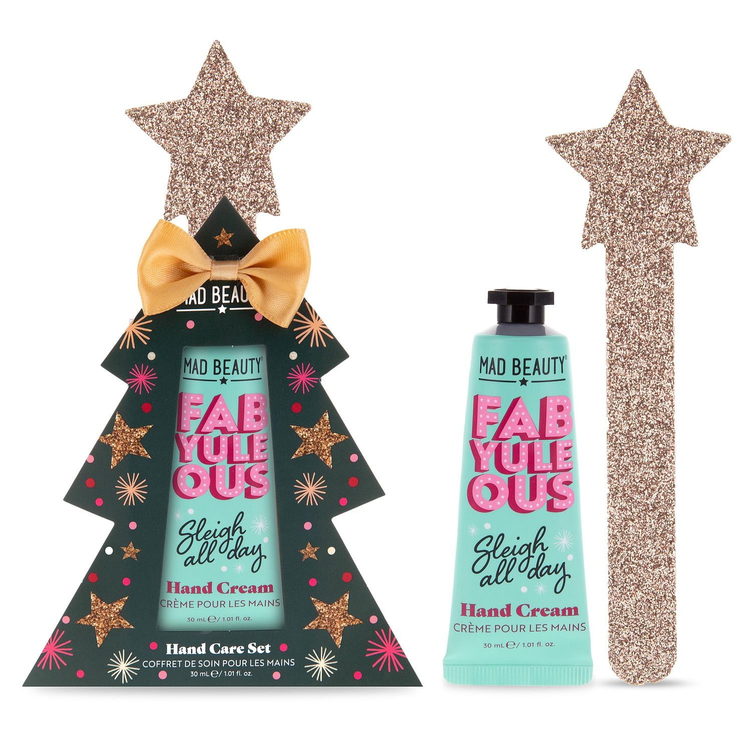 MAD Beauty FabYuleOus Hand Care Set, Christmas Tree Hand Cream &amp; Nail File, Berry Scented &amp; Enriched with Shea Butter, Hydrating &amp; Nourishing, Great Self-Care Gift