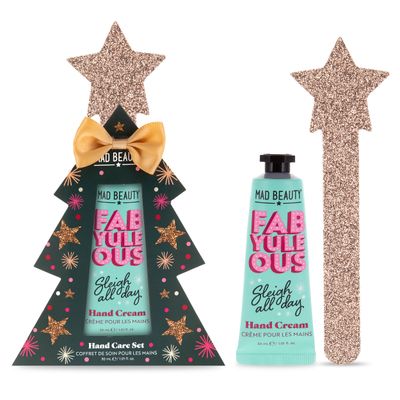MAD Beauty FabYuleOus Hand Care Set, Christmas Tree Hand Cream &amp; Nail File, Berry Scented &amp; Enriched with Shea Butter, Hydrating &amp; Nourishing, Great Self-Care Gift