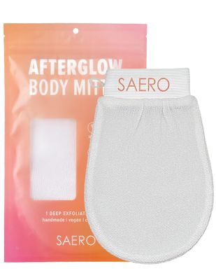 SAERO Exfoliating Glove (1pc) - 100% Vegan Viscose Body Scrub Glove - Traditional Kessa Korean Washcloth - Ideal for Self-Tan Removal &amp; Keratosis Pilaris Treatment