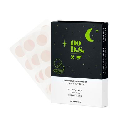 No B.S (No Bad Stuff) Intensive Overnight Pimple Patches with Hydrocolloid, Salicylic Acid &amp; Calamine, Pimple Patches for Face, Invisible on All Skin Tones, Waterproof Acne Patches, 36 CT
