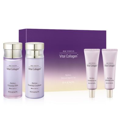 ISA KNOX Age Focus Vital Collagen Skincare Set (14.54 fl oz) - Korean Skincare for Firming, Hydrating, and Nourishing. with Low-Molecular Collagen and Essential Vitamins.