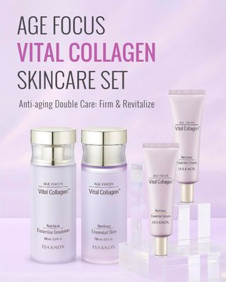 ISA KNOX Age Focus Vital Collagen Skincare Set (14.54 fl oz) - Korean Skincare for Firming, Hydrating, and Nourishing. with Low-Molecular Collagen and Essential Vitamins.