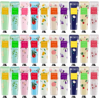 Loccmat 30 Pack Hand Cream Gift Set,Hand Lotion for Dry Cracked Hands,Moisturizing Hand Care Cream with Natural Plant Fruit Scented,Mini Hand Lotion Travel Size Bulk(Chinese and English language)