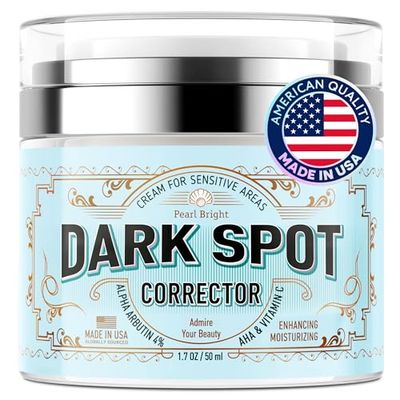 PearlBright Dark Spot Remover/Corrector for Face, Body and Sensitive areas with Licorice, Mulberry Extract Arbutin - Natural Skincare for Underarms, Elbows &amp; Privates - Made in USA - 1.7OZ