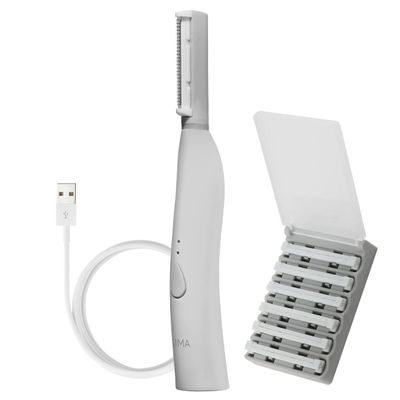 SPA SCIENCES - SIMA Dermaplaning Tool - Patented Painless 2 in 1 Facial Exfoliation &amp; Peach Fuzz-Hair Removal System w/ 7 Weeks Treatment Included - Anti-Aging - 3 Speeds - Rechargeable