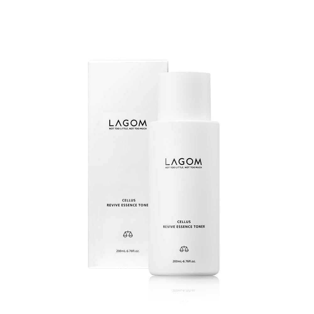 LAGOM Cellus Revive Essence Toner Natural Nurturing Replenishment with 3-Layer Hyaluronic Acid Chamomile Lavender Face Calming Soothing Herbal Nutrition Sensitive Dry Oily All Skin 200ml 6.76oz