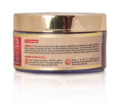ROOTS AND HERBS Face Scrub Indian Rose & Red Sandalwood Sugar Scrub - Facial Skin Exfoliator to stimulate Collagen - Exfoliating Body Scrub for Women & Men Organic Facial Cleanser Face Scrubs Products