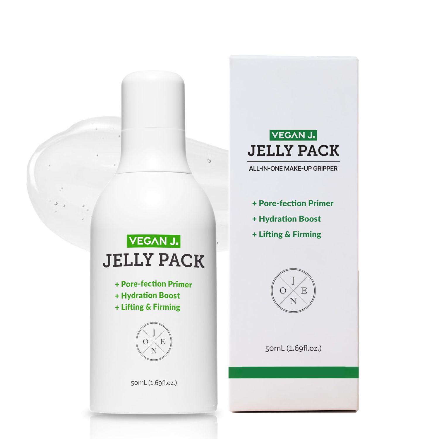 Vegan J Jelly Pack Multi-Use Primer Gel | Niacinamide, Firming, Hydrating | Vegan K-Beauty | Pore-Perfecting, Lifting &amp; Smoothing | Makeup-Ready Skincare (50ml)