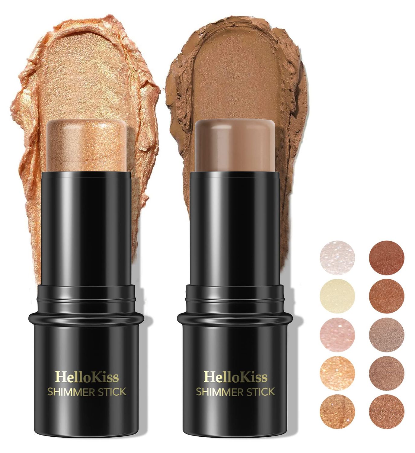POPMISOLER 2 pcs Makeup Highlighter Stick &amp; Cream Contour Stick, Natural Face Bronzer Stick Cool Toned Contour Kit for Beginners Waterproof Shimmer Highlight Stick, Brightening Foundation Stick