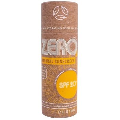 ZERO Waste 100% Plastic Free Natural Sunscreen Stick, SPF 20 Reef Safe and Kid Friendly, Water Resistant, Push Up Cardboard Tube, Sunblock Made From Beeswax, Shea Butter and Coconut Oil, 1.5 Oz