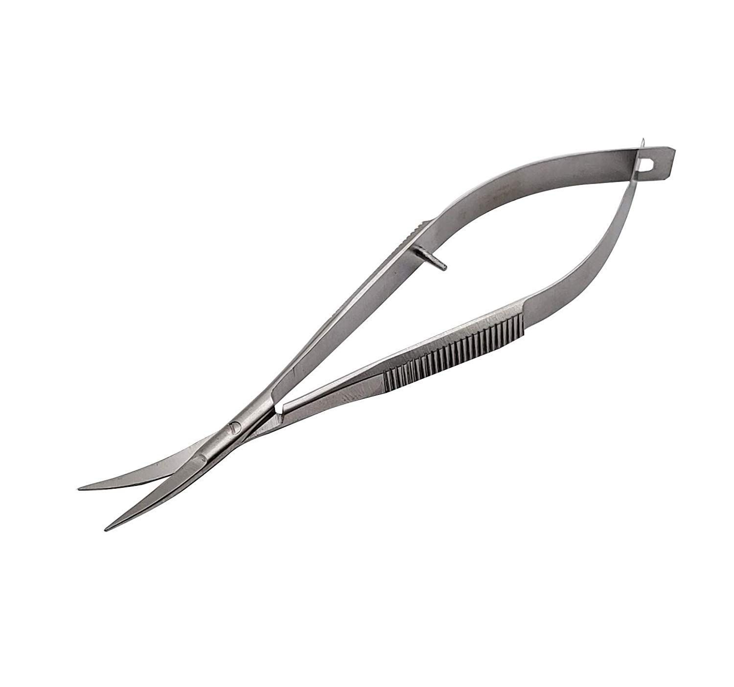 Professional Eye Brow -Micro Scissors 4.5&quot; S Castroviejo stitch cutting embroidery spring action extra sharp for ENT-EYE-SKIN-DENTAL -61065 By Macs (Eye Brow Scissors Curved)