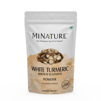 White Turmeric Powder by mi Nature | Kachur, Curcuma zeodaria,Poolankilangu Powder | 227g(8 oz) (0.5 lb) | Does not Stain | White Turmeric Powder for face and Skin | 100% Natural Powder| from India