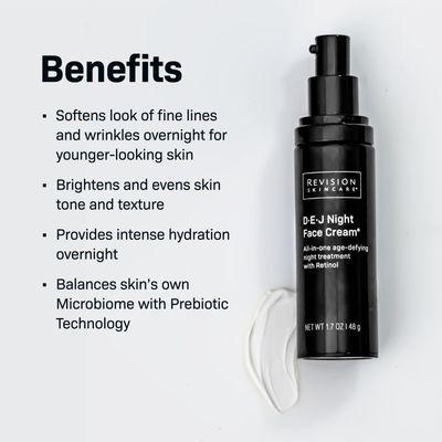 Revision Skincare DEJ Night Face Cream, Anti Aging Moisturizer, Antioxidant Rich with Retinol and Bakuchiol, 1.7 oz