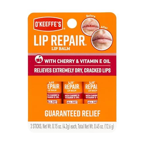 O&#39;Keeffe&#39;s Lip Repair Lip Balm with Cherry &amp; Vitamin E Oil; Stick (Pack of 3)