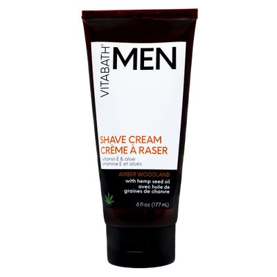 Vitabath Men&#39;s Amber Woodland Shave Cream Super Slick Shaving Protects Against Razor Burn &amp; Irritation - Restorative Pre-Shave Skin Moisturizer &amp; Beard Care - Gluten-Free Cruelty-Free - 6 fl oz