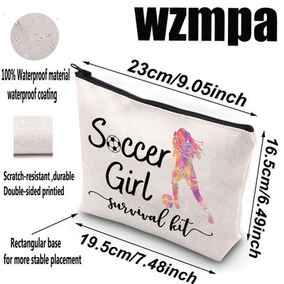 WZMPA Soccer Girl Cosmetic Makeup Bag Soccer Player Gift Soccer Girl Survival Kit Makeup Zipper Pouch Bag Soccer Balls Training Gift (Soccer Girl)