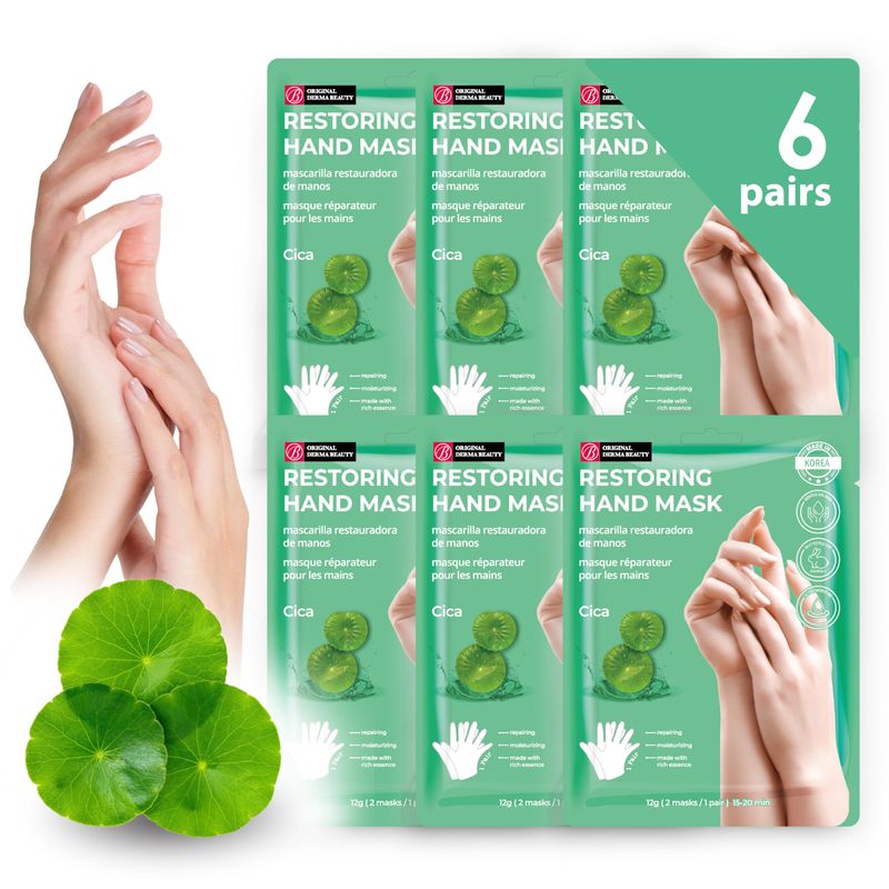 Innerest Original Derma Beauty Hand Mask 6 Pairs Restoring Cica Hydrating Hand Mask Set Moisturizing Hand Mask Gloves Hand Repair Gloves Hand Care Hand Rejuvination Soothing Gloves