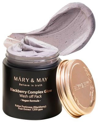 Mary&amp;May Vegan Blackberry Complex Glow Wash Off Mask - Blackhead Care, Pore Clearing, Anti Aging Clay Mask - Bright and Glow Skin - Korean Skincare, 4.23oz.