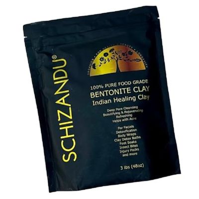 Schizandu Organics Bentonite Indian Aztec Healing Clay, Vegan 100% Pure | 3 Lbs |Supports Beauty Masks, Hair Masks, Acne Treatment, Natural Soap, Cleanser