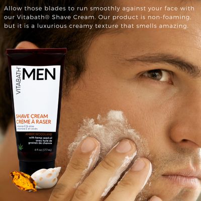Vitabath Men's Amber Woodland Shave Cream Super Slick Shaving Protects Against Razor Burn &amp; Irritation - Restorative Pre-Shave Skin Moisturizer &amp; Beard Care - Gluten-Free Cruelty-Free - 6 fl oz