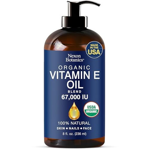 Organic Vitamin E Oil Blend 67000 IU - 8 fl oz - Vitamin E Oil for Skin, Scars, Face - Made from 100% Pure and Natural Oils - Vit E Oil - Aceite de Vitamina E - Nexon Botanics