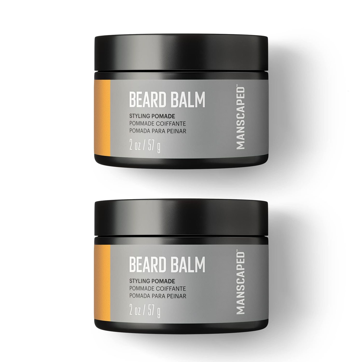 MANSCAPED Beard Balm, Styling Pomade with Shea Butter, Coconut Oil &amp; Beeswax - Moisturizes, Softens, Strengthens &amp; Shines Beards, Mustaches &amp; Facial Hair, for Sensitive Skin, (2 oz) 2-Pack