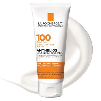 La Roche-Posay Anthelios Melt-In Milk Sunscreen SPF 100, Sunscreen For Body &amp; Face, Broad Spectrum SPF + Antioxidants, Oil Free, For Sun Sensitive Skin, Oxybenzone Free