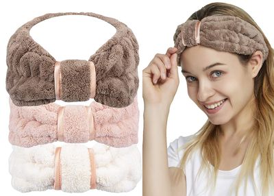 HOPESHINE Spa Facial Headbands for Women Makeup and Washing Face Terry Headband Elastic Hairband for Skincare Headband Head Wrap Great Gift for Women Girls 3-pack