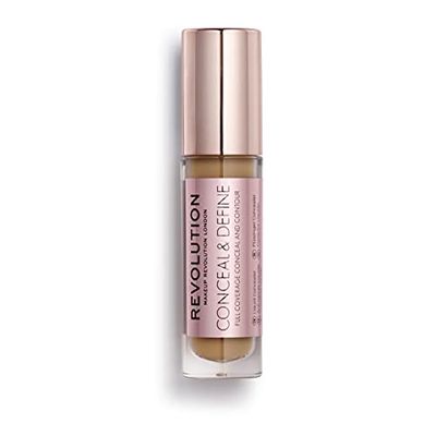 Makeup Revolution Conceal &amp; Define Concealer, Full Coverage Makeup Concealer, Matte Finish &amp; Long Wear, For Medium or Tan Skin Tones, Vegan, C12.5, 4ml