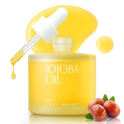 PINKWONDER Organic Jojoba Oil 1.69oz(50ml) | 100% Organic Oil, Vitamin E-Rich Oil for Skin, Non-Greasy, Fast-Absorbing Face Oil for Women