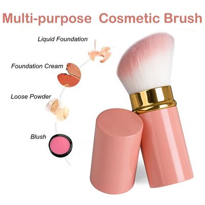 RN BEAUTY Retractable Kabuki Brushes Foundation Brush Powder Brush Blush Brush Extensible Makeup Brush Face Blender Brush Professional Mineral Blending Buffing Concealer Brush Aluminum Case Portable