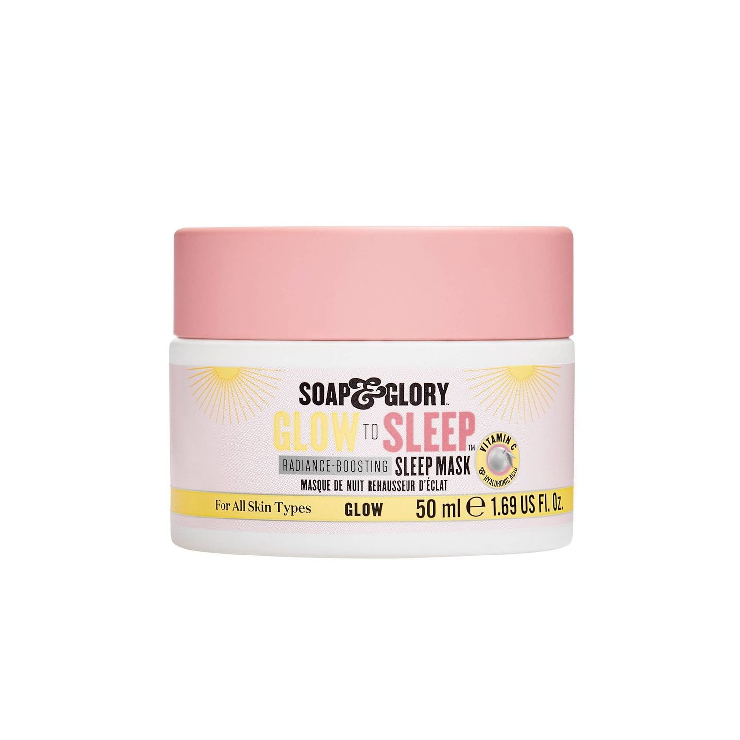 Soap &amp; Glory Glow to Sleep Vitamin C Radiance-Boosting Sleep Mask - Hyaluronic Acid + Vitamin C Overnight Face Mask - Hydrating Face Mask for All Skin Types (1.69fl oz)
