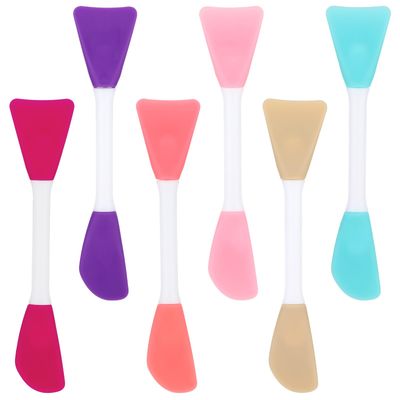 Teaaha 6PCS Face Mask Brush Applicator Silicone Double-End Reusable Facial Mud Mixing Spatula Soft Makeup Beauty Mask Applicator Tool for Apply Skincare Cream,Lotion, Gel, Cosmetic Foundation(6colors)