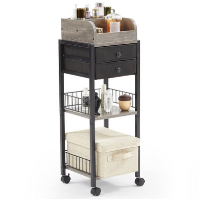 Kosydown Basic Floor Makeup Organizer Storage, Cosmetic Organizer and Jewelry Holder Organizer Stand, Skincare Make up Organizers with Drawers for Vanity,Bathroom,Bedroom, Living Room (Black)