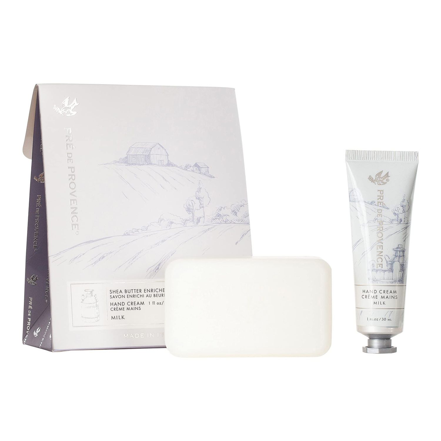 Pre de Provence Gift Set Collection 150 Gram Soap Bar &amp; 1 fl oz Hand Cream, Milk