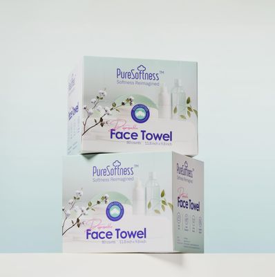PureSoftness Luxuriously Soft Disposable Face Towel, 100% Cotton, Extra Large 12&quot; x 10&quot; Ultra Soft Dry Wipe for Face Wash, Makeup Remover, Bio-Based Towelette for Sensitive Skin 160 Count (2 Pack)