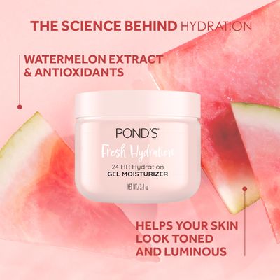 POND'S Watermelon Extract &amp; Antioxidants Gel Face Moisturizer For Toned and Luminous Skin, 3.4 oz