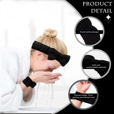 Youluka Spa Headband & Wristband Set e Headbands for SkincareFace Wash Headband for FemaleMakeup HeadbandCute Hairband for LadiesHeadband for Skin Care 4 Pcs