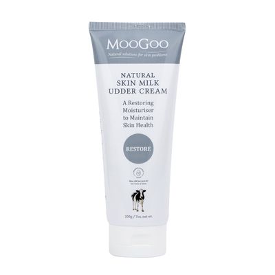 MooGoo Natural Skin Milk Udder Cream - Lightweight Face &amp; Body Moisturizer for Sensitive, Irritated, Dry or Itchy Skin, For All Ages Including Children, 200g/7oz.